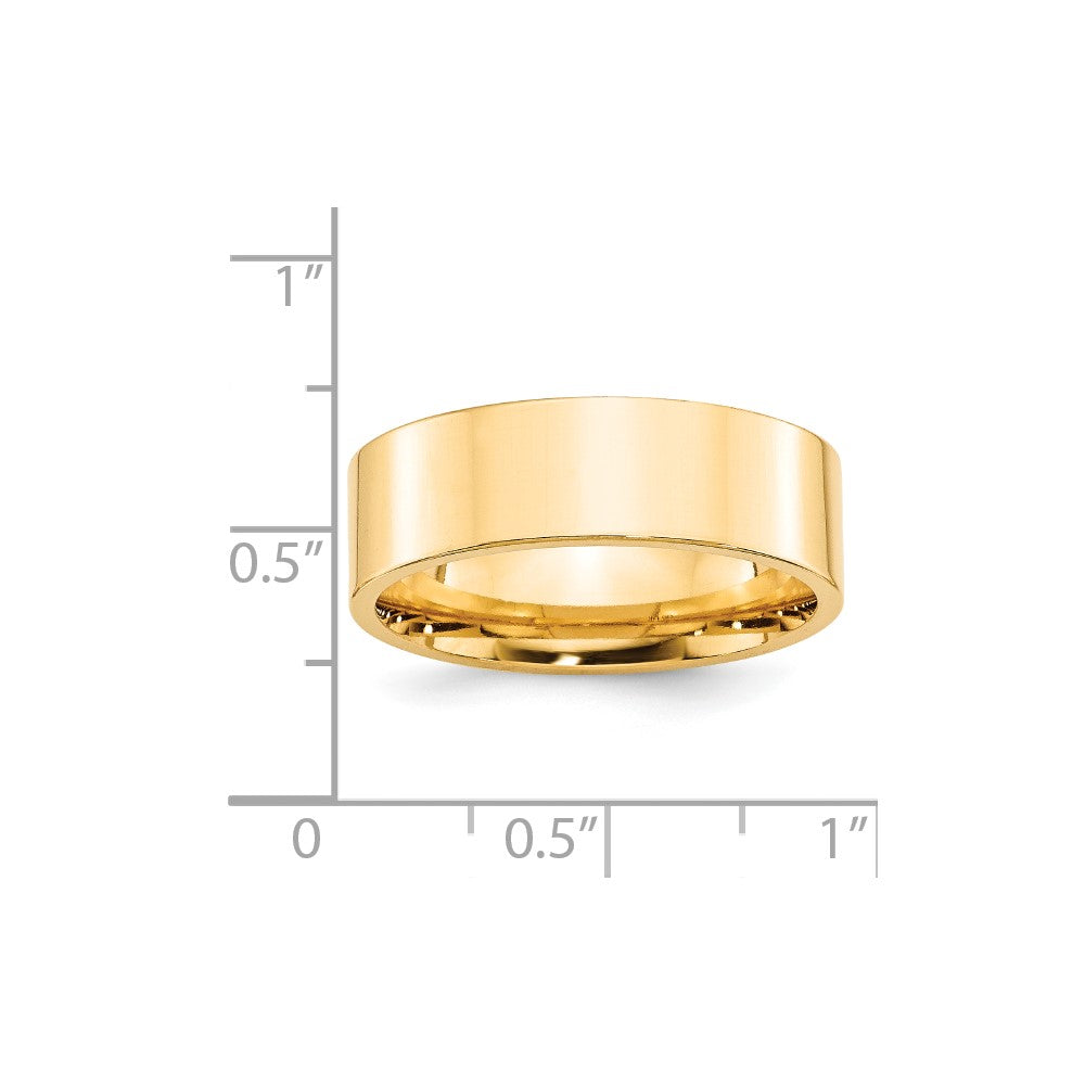 14K Yellow Gold 7mm Flat Comfort Fit Wedding Band - Image 3