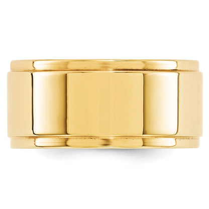 14k Yellow Gold 10mm Flat with Step Edge Wedding Band Size 13.5 - View 2