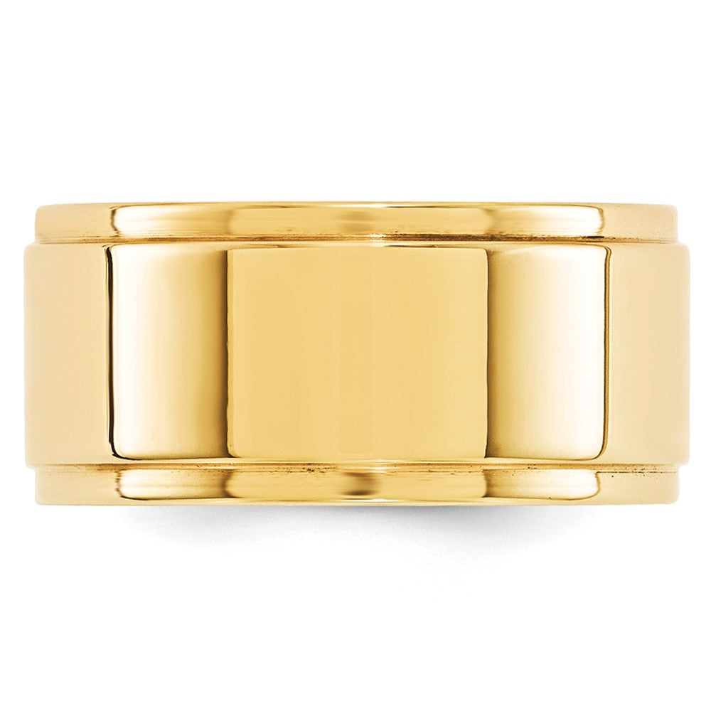 14k Yellow Gold Step Edge Wedding Band, 10mm, Size 14 - Image 1