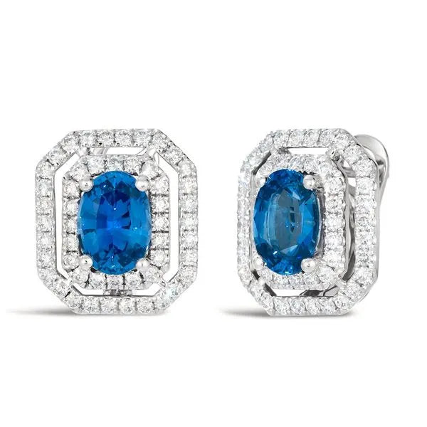 Le Vian Earrings in Platinum featuring Diamonds, Sapphire. These earrings offer total weight 1.38 ctw.
