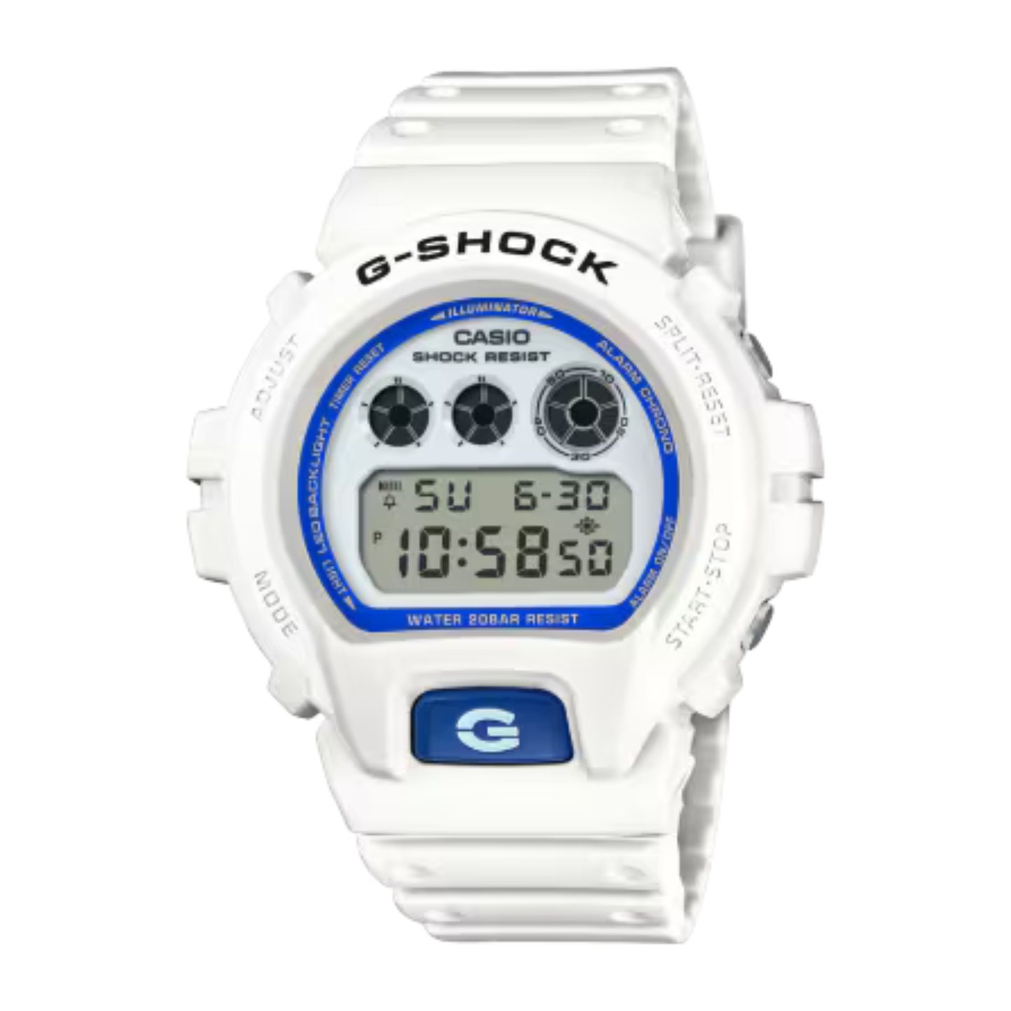 G-SHOCK 6900 Series White/Blue Digital Watch 53.2 mm