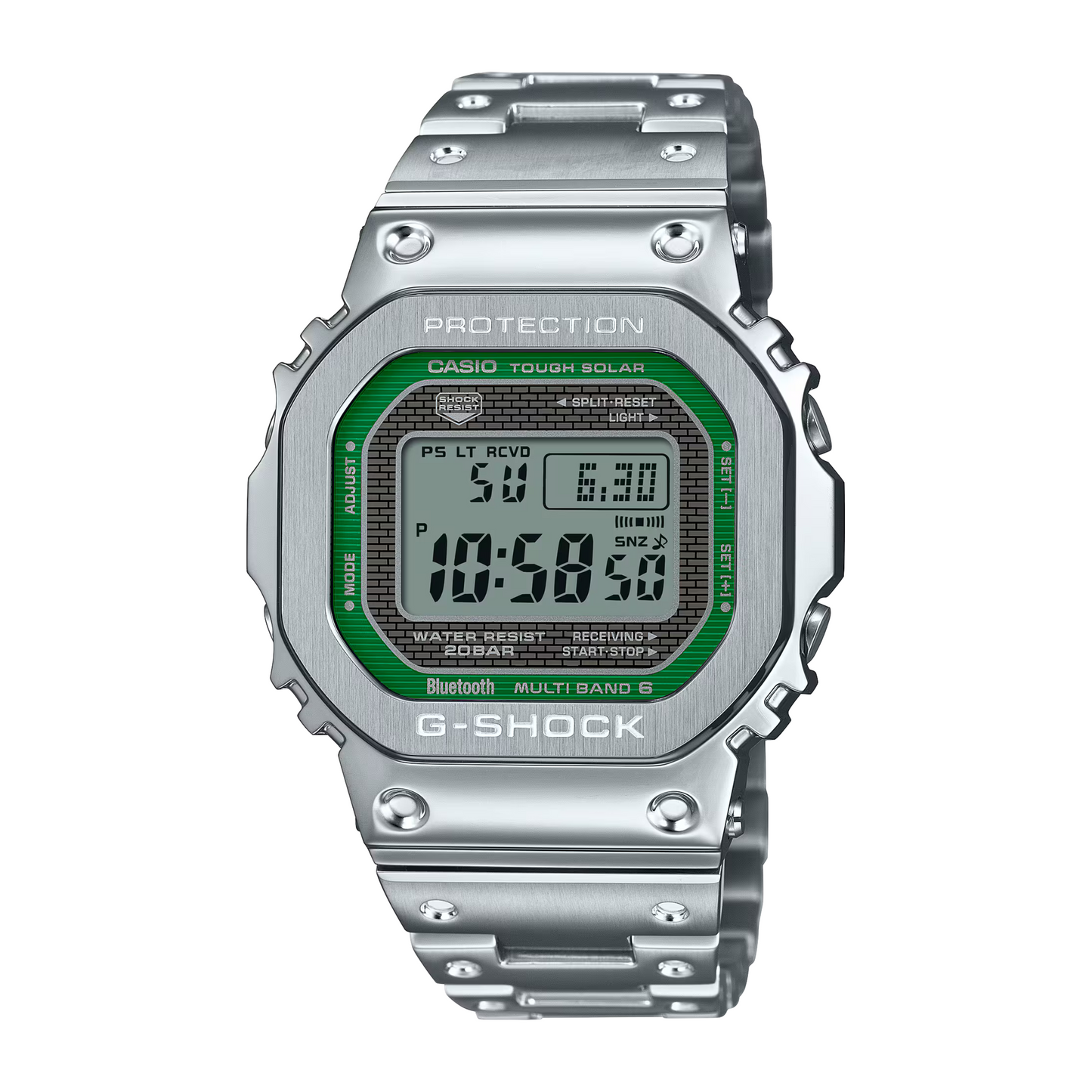 G-SHOCK Full Metal 5000 Green Display Stainless Steel Watch 49.3 mm