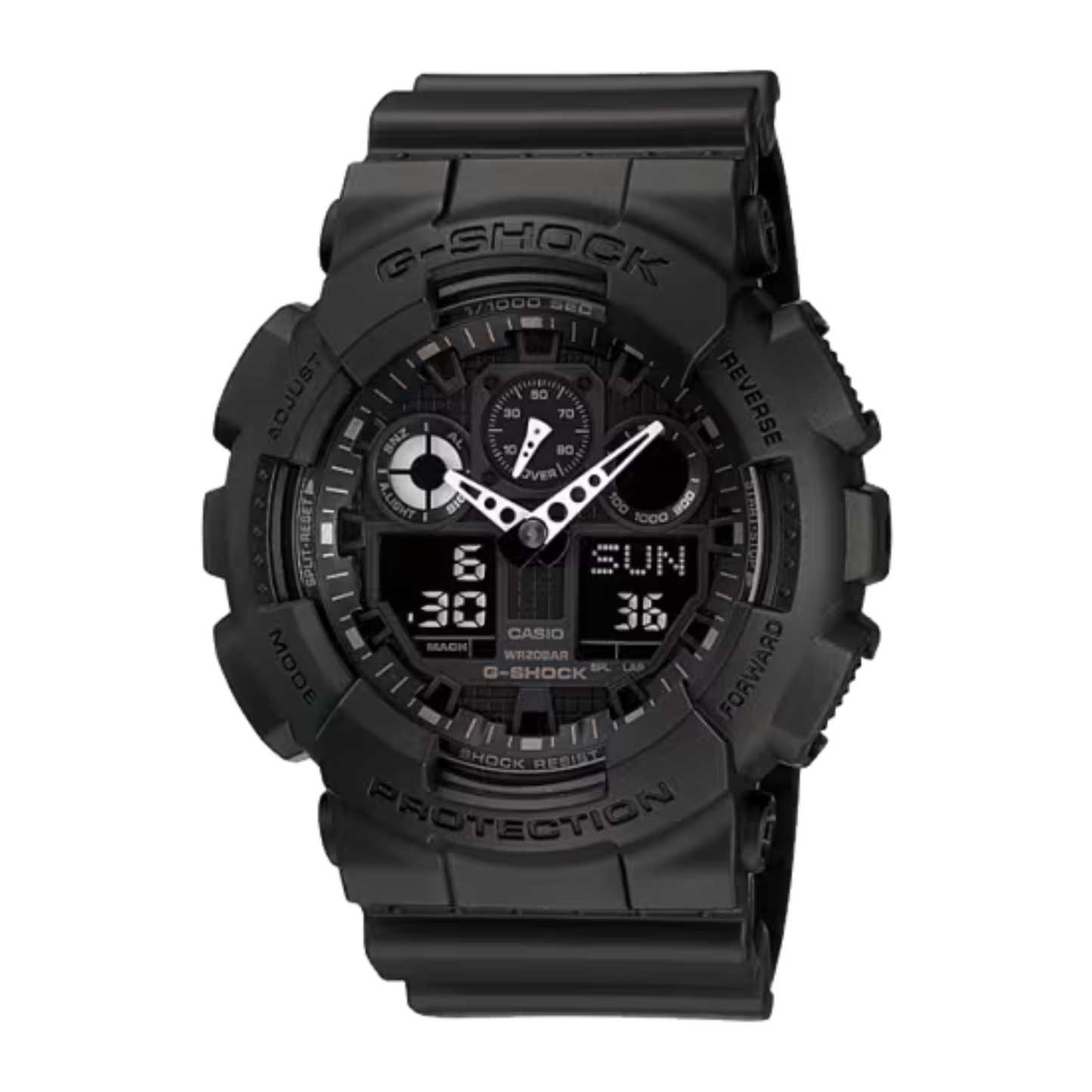 G-SHOCK GA100 Series Black Analog-Digital Watch 55 mm