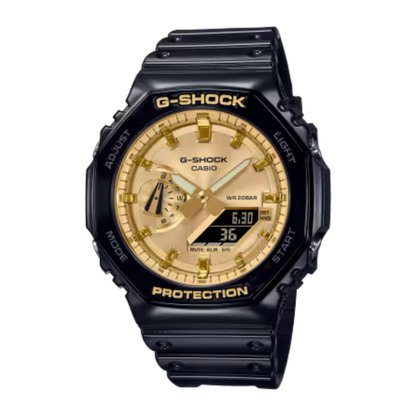 G-SHOCK 2100 Series Black Resin Gold Dial Watch 48.5mm