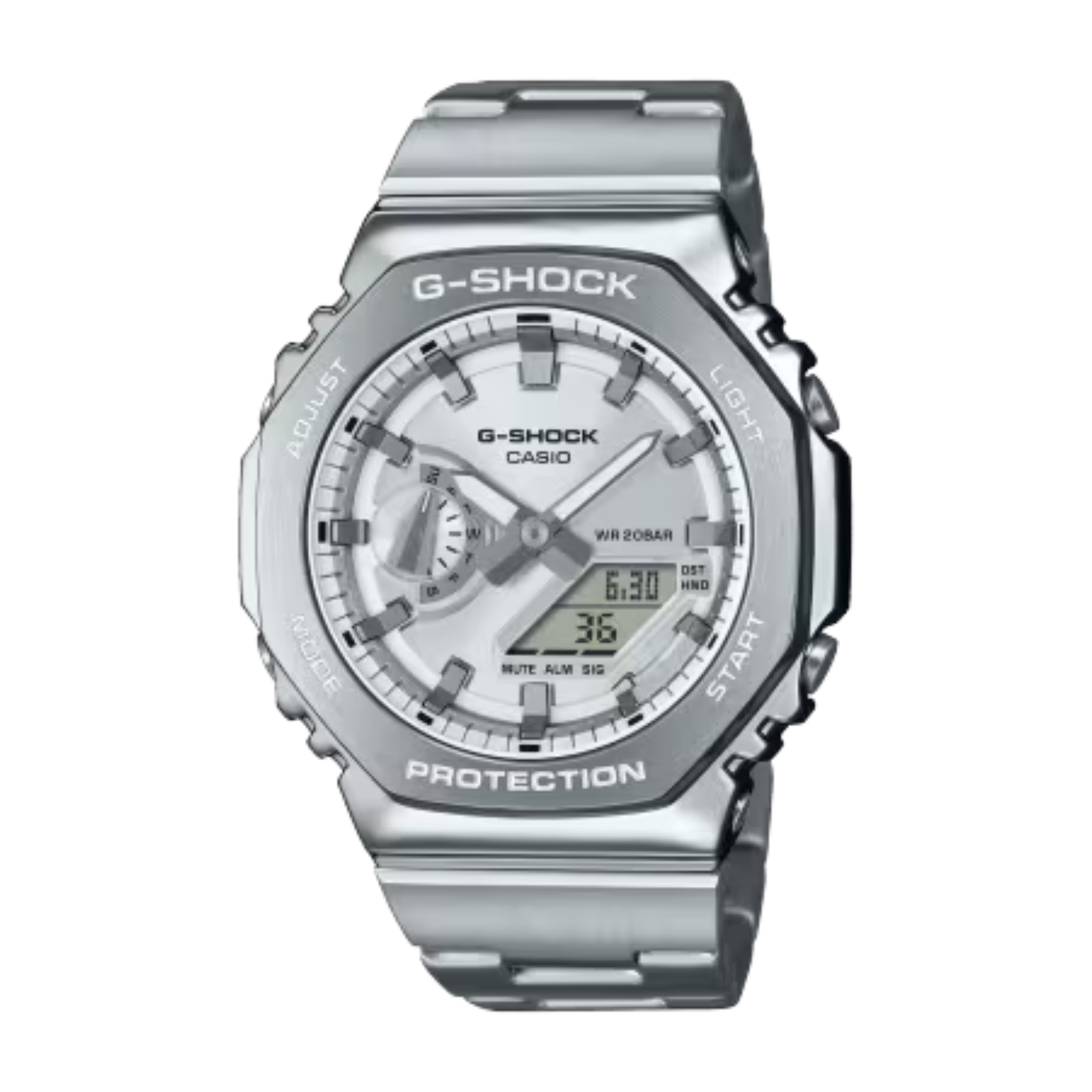 G-SHOCK 2100 Series Octagonal Metal-Covered Silver Watch 49.3mm