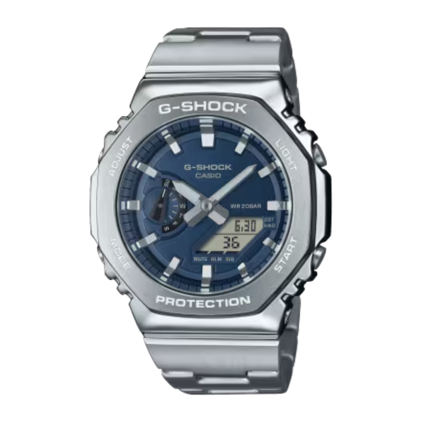 G-SHOCK 2100 Series Stainless Steel Blue Dial Watch 49.3 mm