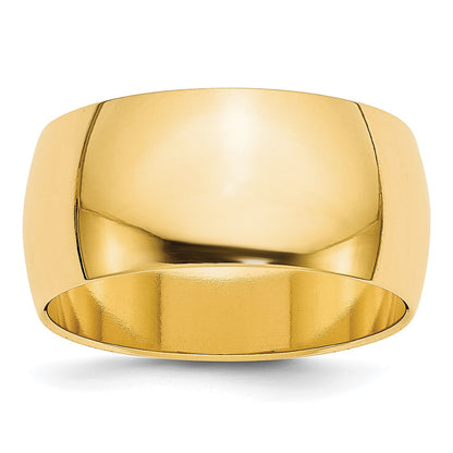 14K Yellow Gold 9mm Half Round Band, Size 13 - Image 1