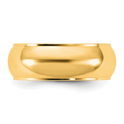 14K Yellow Gold 7mm Half-Round Edge Band Ring, Size 12.5 - Image 3