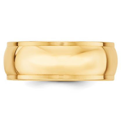 14k Yellow Gold 8mm Half Round with Edge Wedding Band Size 13.5 - View 3