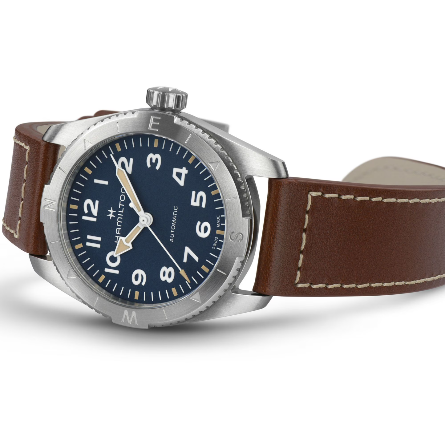 Hamilton Khaki Field Expedition Leather Blue Dial Automatic Watch 37 mm
