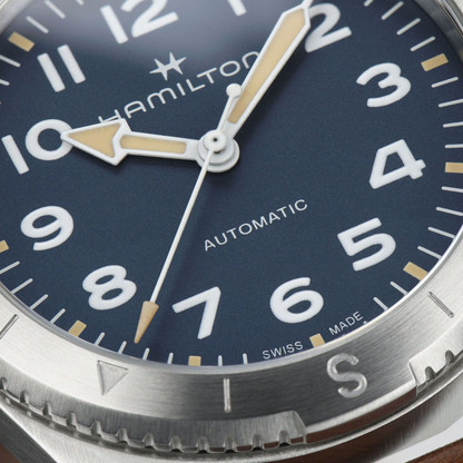 Hamilton Khaki Field Expedition Leather Blue Dial Automatic Watch 37 mm