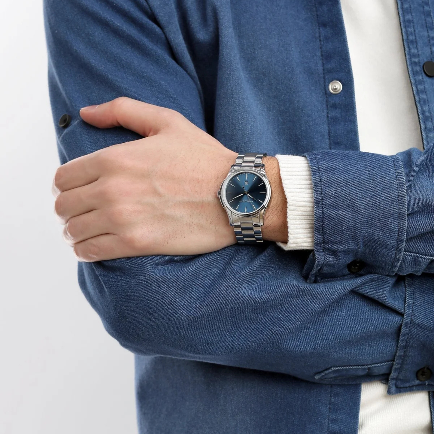 Hamilton Jazzmaster Lady Blue Stainless Steel Automatic Watch 34mm