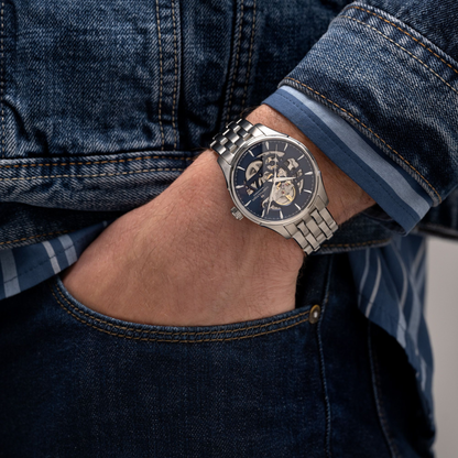 Hamilton Jazzmaster Skeleton Blue Stainless Steel Automatic Watch 40mm