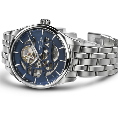 Hamilton Jazzmaster Skeleton Blue Stainless Steel Automatic Watch 40mm