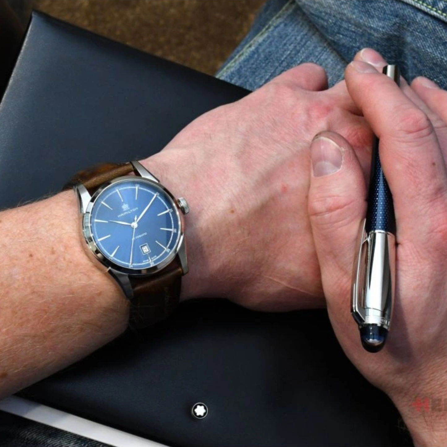 Hamilton Spirit of Liberty Stainless Steel Brown Leather Strap Automatic Watch 42 mm