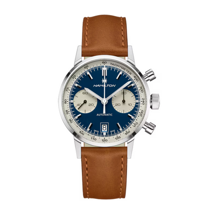 Hamilton Intra-Matic Chronograph Stainless Steel Brown Leather Automatic Watch 40 mm