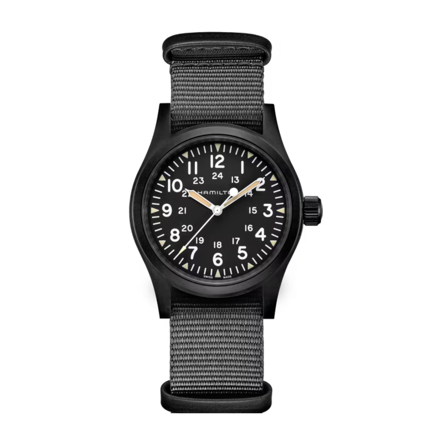 Hamilton Khaki Field Black PVD Stainless Steel Manual-Wind Watch 38 mm