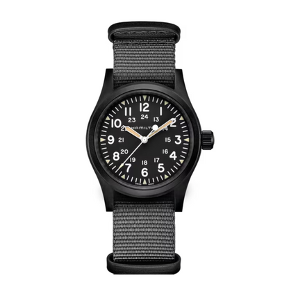 Hamilton Khaki Field Black PVD Stainless Steel Manual-Wind Watch 38 mm