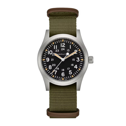Hamilton Khaki Field Mechanical Green Strap Black Dial Watch 42mm