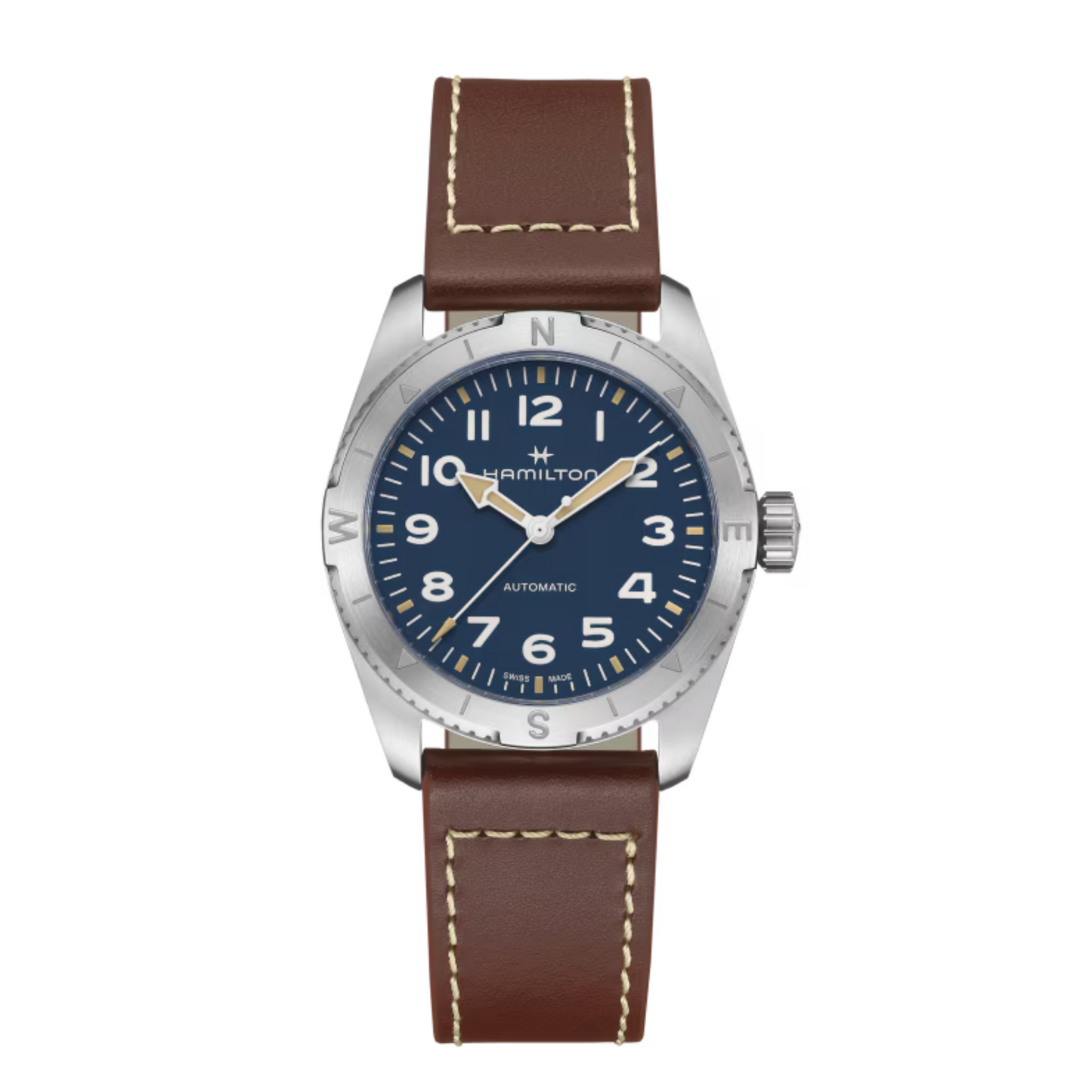 Hamilton Khaki Field Expedition Leather Blue Dial Automatic Watch 37 mm