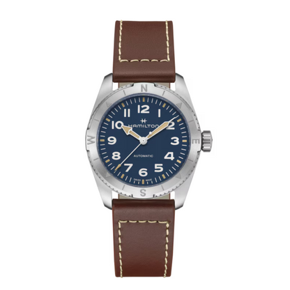 Hamilton Khaki Field Expedition Leather Blue Dial Automatic Watch 37 mm