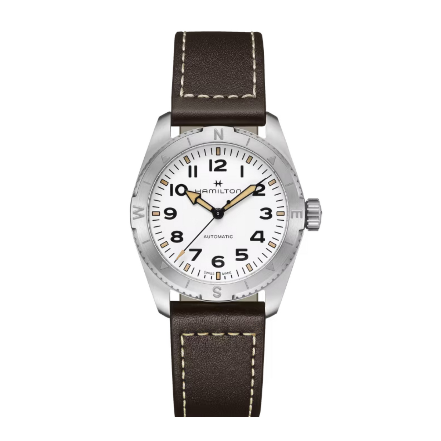 Hamilton Khaki Field Expedition Stainless Steel Automatic Watch -Dark Brown Strap 37 mm