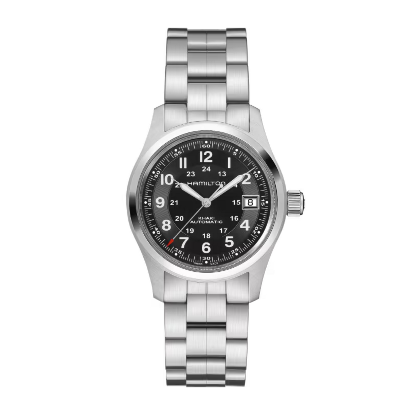 Hamilton Khaki Field Stainless Steel Black Dial Automatic Watch 38 mm