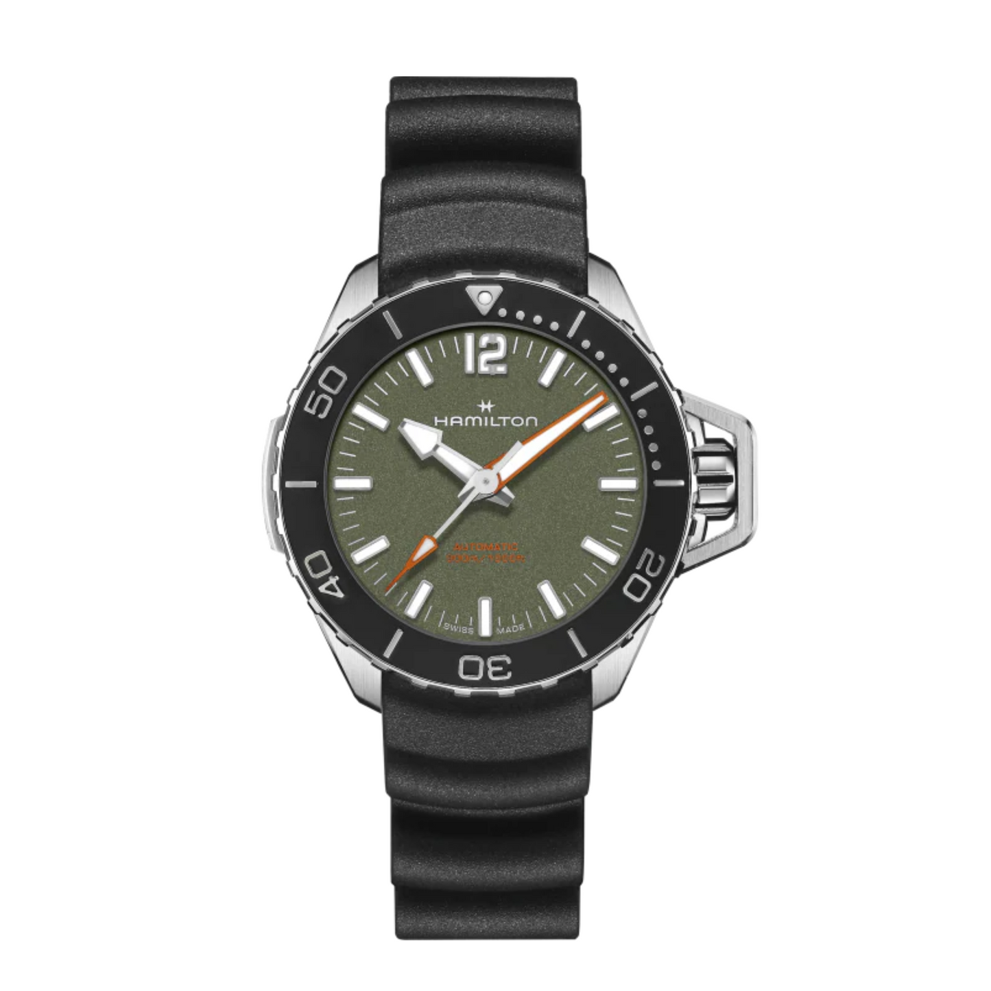 Hamilton Khaki Navy Frogman Stainless Steel Green Dial Automatic Watch 41 mm