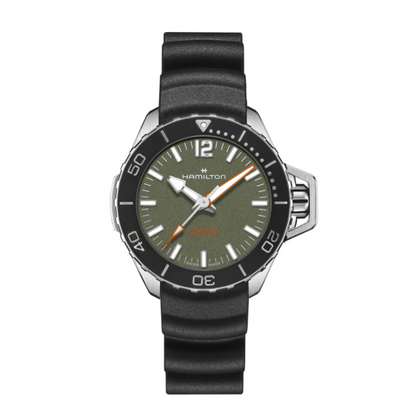 Hamilton Khaki Navy Frogman Stainless Steel Green Dial Automatic Watch 41 mm
