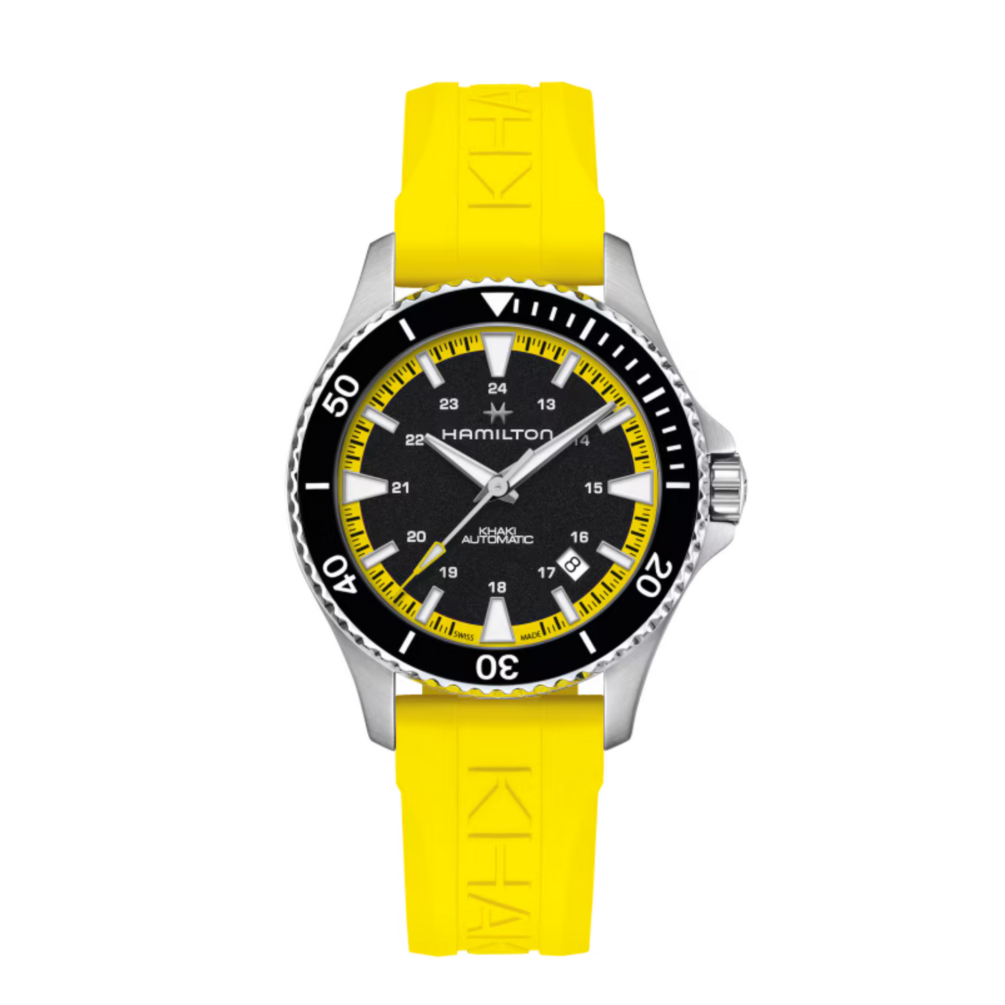 Hamilton Khaki Navy Scuba Yellow Rubber Black Dial Automatic Watch 40 mm
