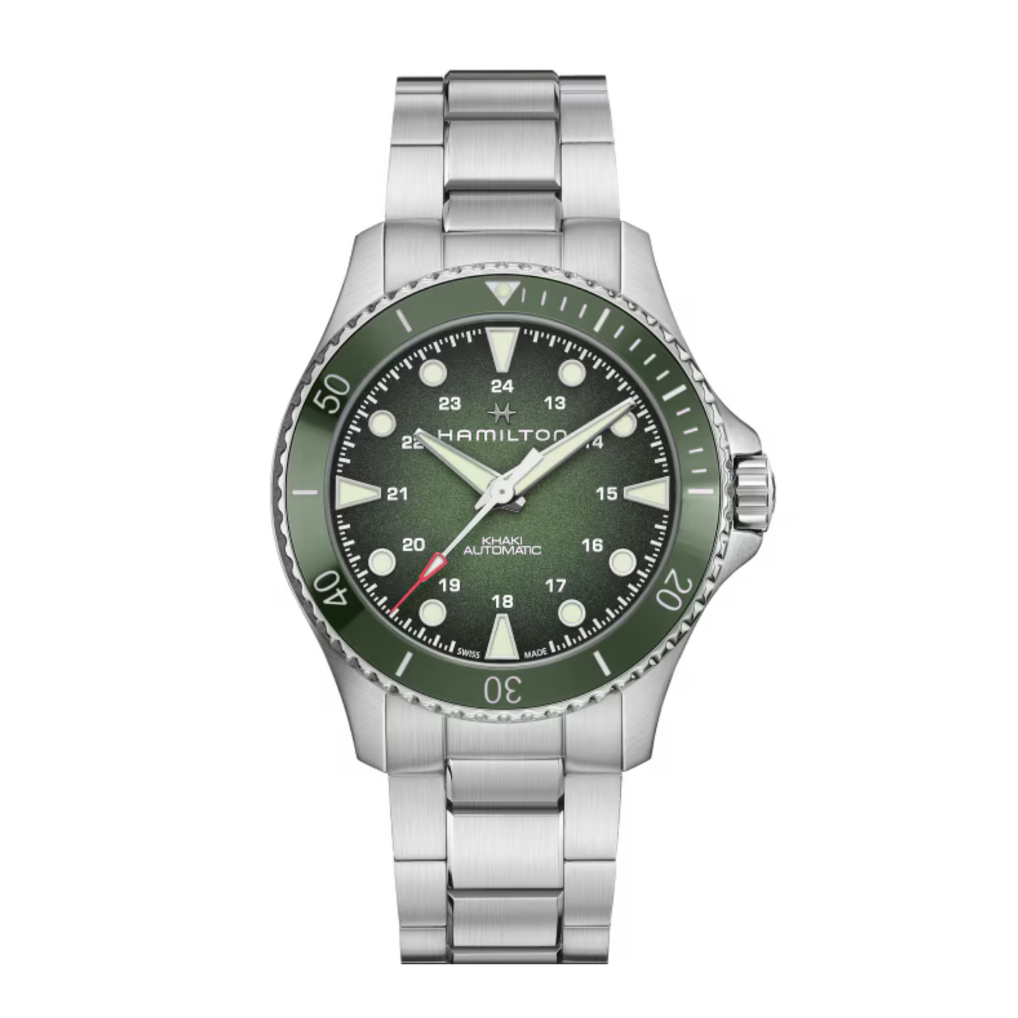 Hamilton Khaki Navy Scuba Green Stainless Steel Automatic Watch 43 mm