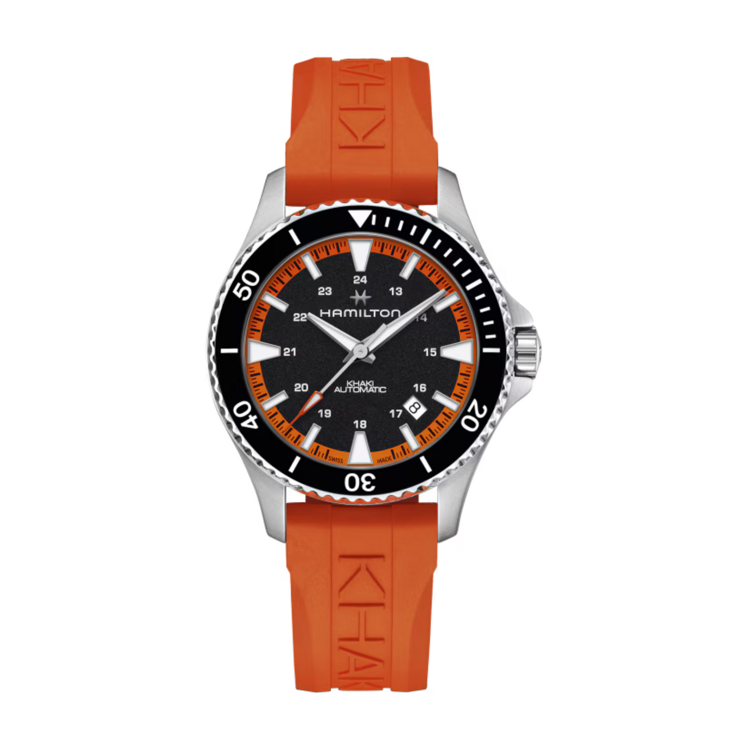Hamilton Khaki Navy Scuba Orange Rubber Black Dial Automatic Watch 40 mm
