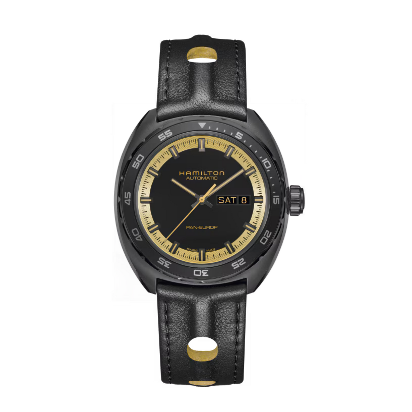 Hamilton Pan Europ Black & Gold NATO Automatic Watch 42 mm