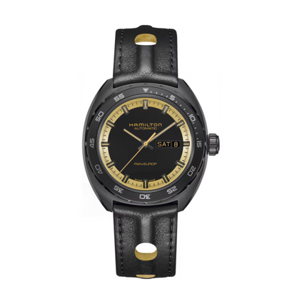 Hamilton Pan Europ Black & Gold NATO Automatic Watch 42 mm