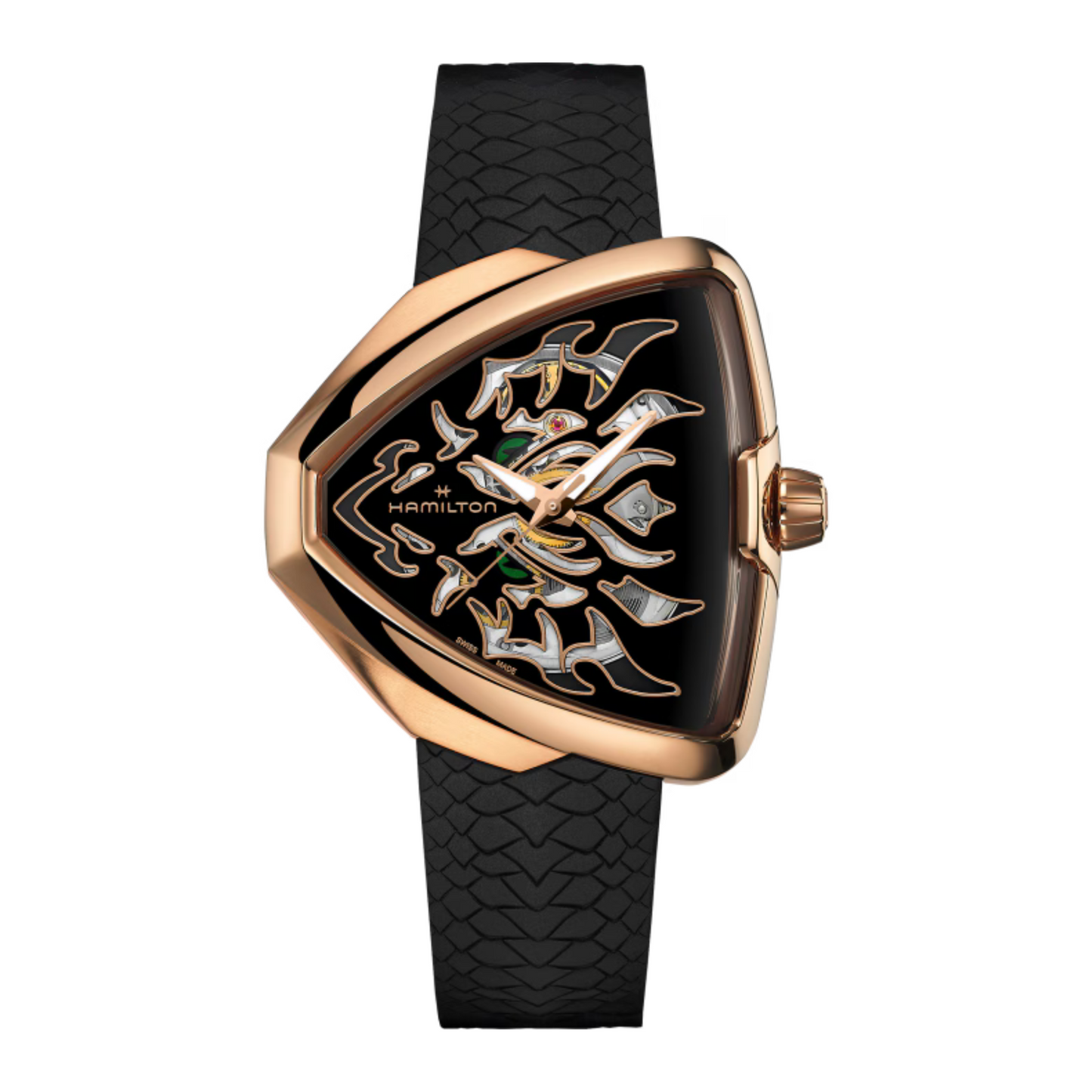 Hamilton Ventura Elvis80 Skeleton Dragon Black Stainless Steel Rose-Gold PVD Automatic Watch 45 mm