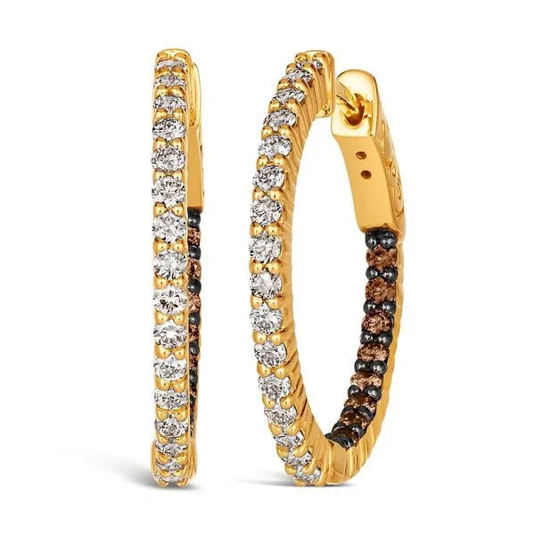 Le Vian Earrings in 14K Honey Gold featuring Chocolate Diamonds, Nude Diamonds. These earrings offer total weight 0.33 ctw.