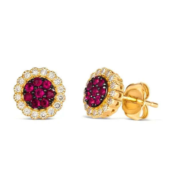 Le Vian Earrings in 14K Honey Gold featuring Nude Diamonds, Ruby. These earrings offer total weight 0.25 ctw.