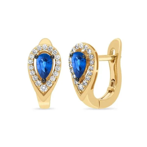 Le Vian Earrings in 14K Honey Gold featuring Nude Diamonds, Sapphire. These earrings offer total weight 0.50 ctw.
