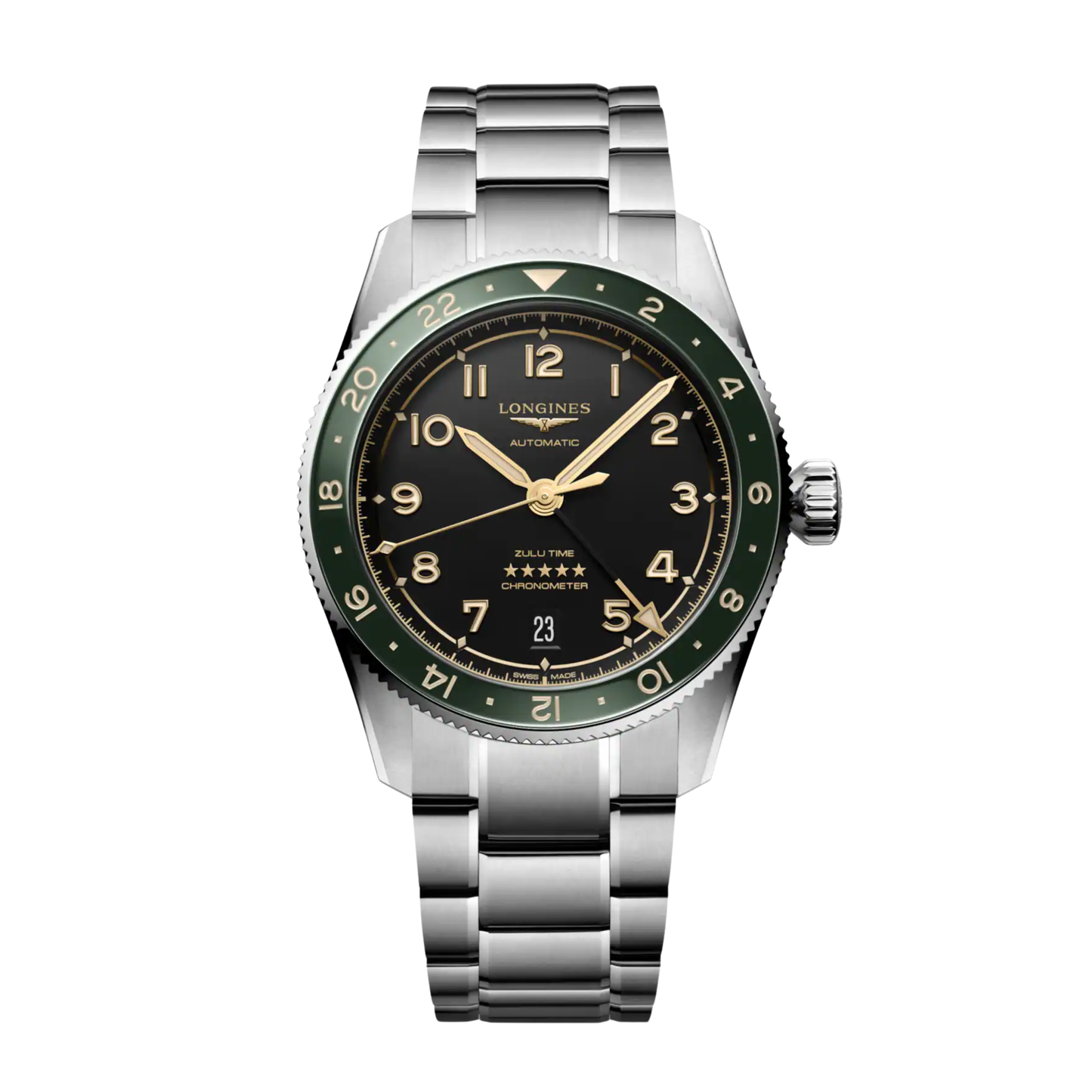Longines Spirit Zulu Time Watch - Green Dial 39 mm