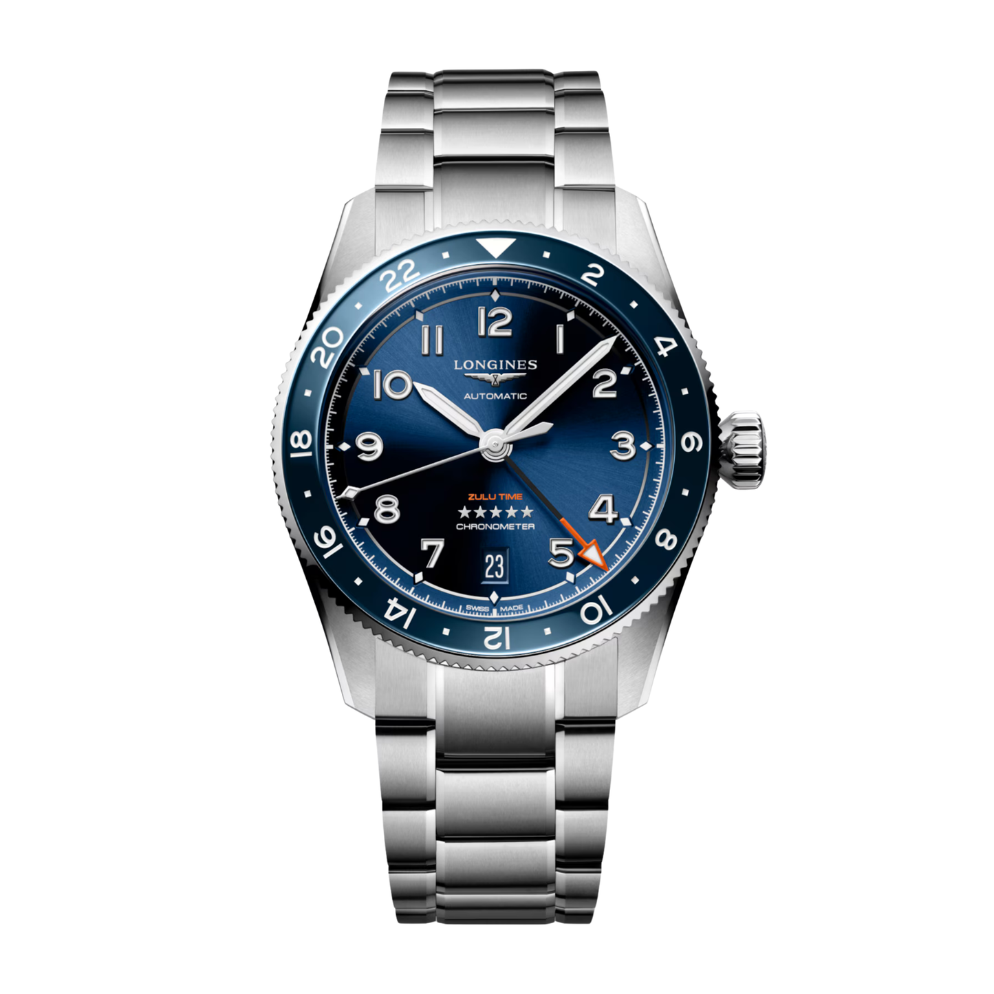 Longines Spirit Zulu Time Watch - Blue Dial 39 mm