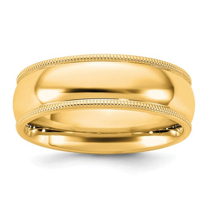 14KY 6.5mm Milgrain Comfort Fit Band Size 13.5