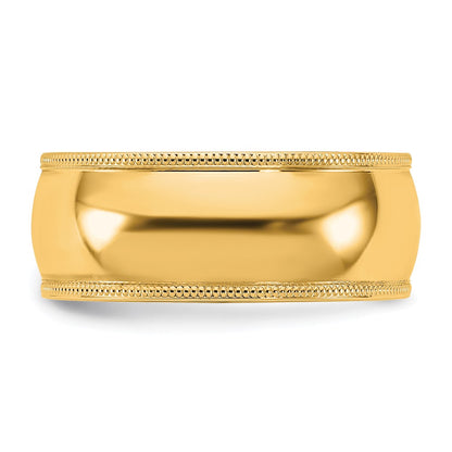 14K Yellow Gold 8mm Milgrain Comfort Fit Band, Size 12.5 - Image 3