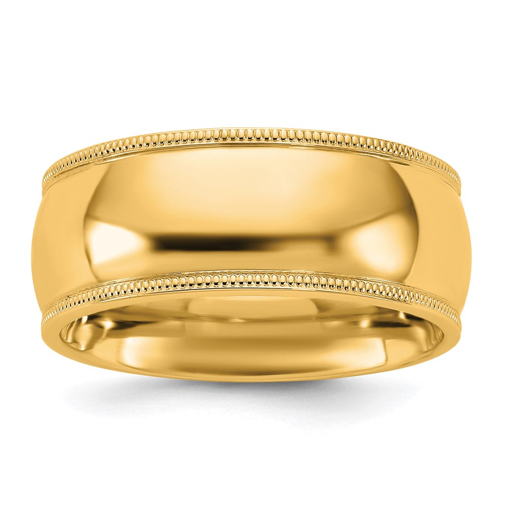 14K Yellow Gold 8mm Milgrain Comfort Fit Wedding Band, Size 13.5 - Image 1