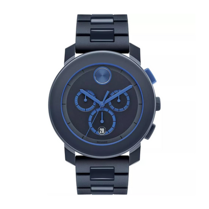 Movado Bold Chronograph Navy Blue Dial Stainless Steel Watch 44 mm