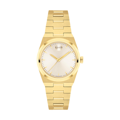 Movado Bold Quest Mini Gold Stainless Steel White Dial Watch 28mm