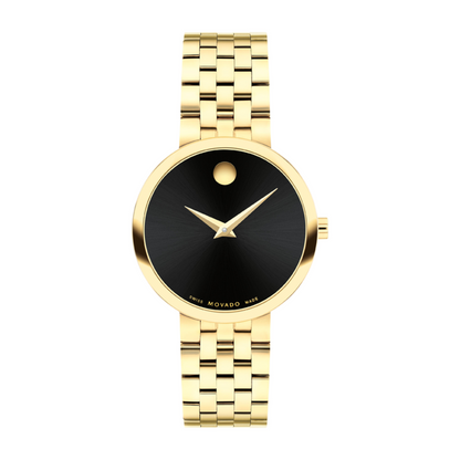 Movado Museum Classic Gold Stainless Steel Black Dial Watch 29.5mm