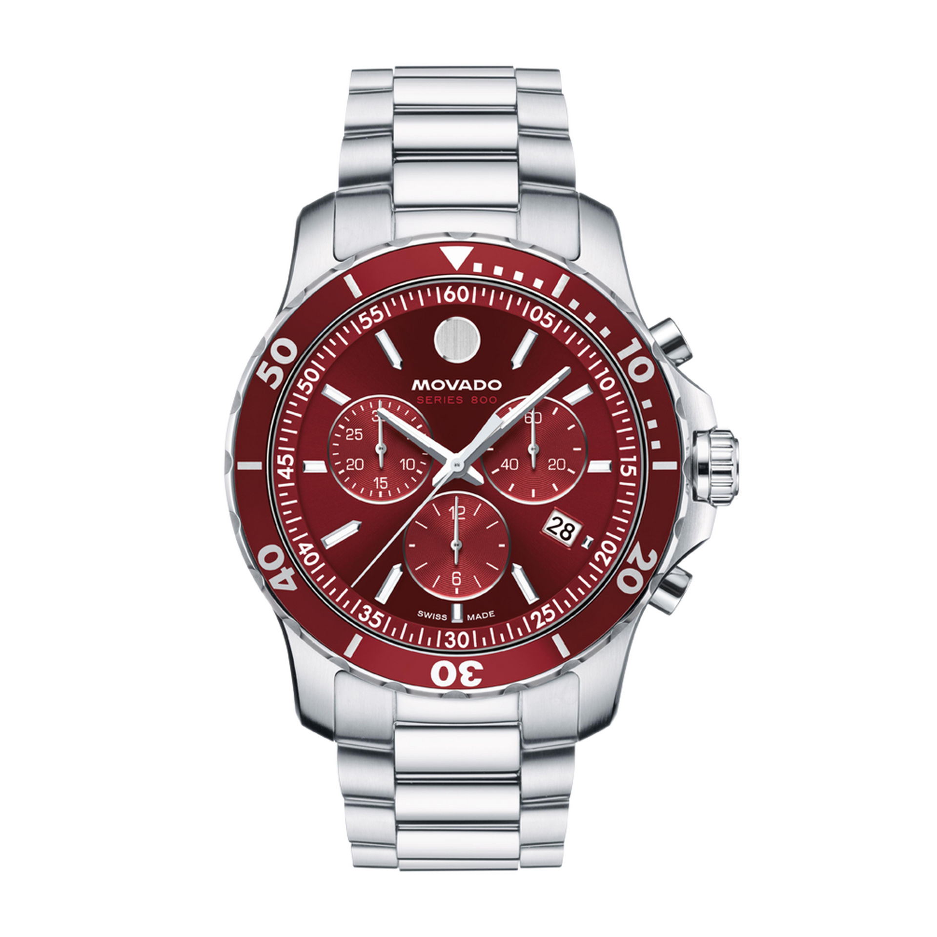 Movado Series 800 Chronograph Quartz Bracelet Red Dial 42mm – Marc