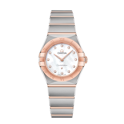 Omega Constellation Diamonds Sedna Gold Steel White Dial Watch 25 mm