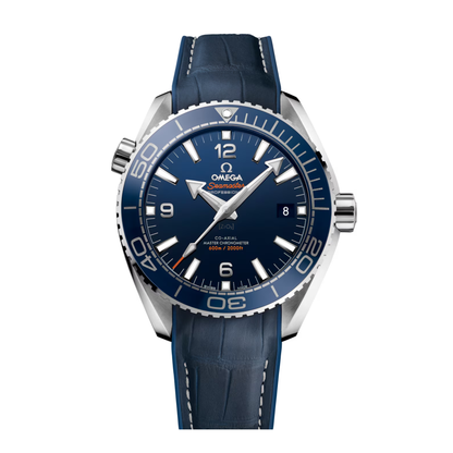 Omega Seamaster Planet Ocean 600M Blue Leather Automatic Watch 43.5 mm