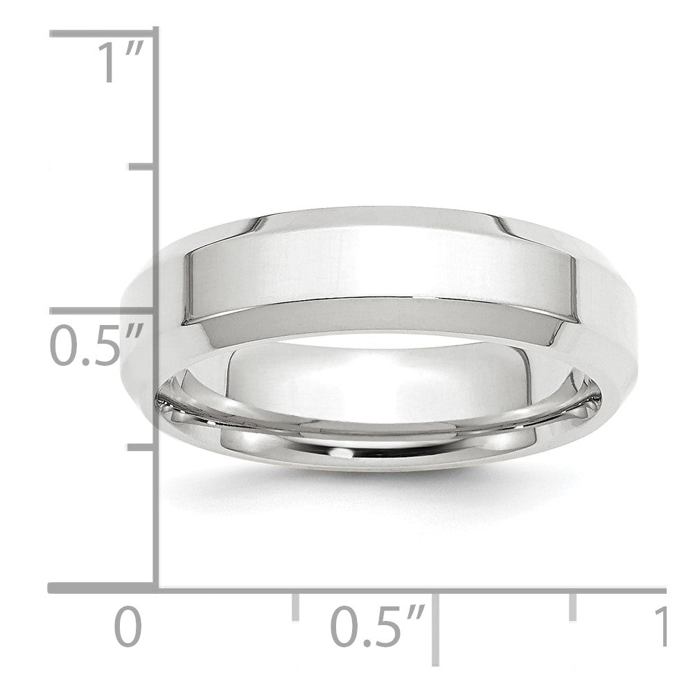 Platinum Beveled Edge Wedding Band, 6mm, Size 12 - Image 1